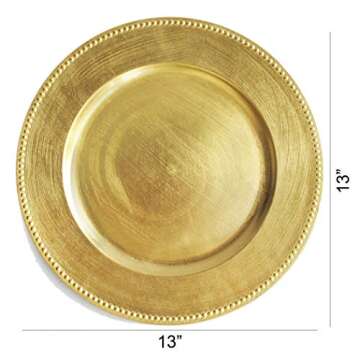Elegant 13-inch Gold Beaded Charger Plates for Weddings