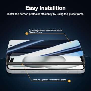 NEW'C 3 Pack Privacy Screen Protector for iPhone 16, iPhone 15 (6.1 inches), Anti-Spy Tempered Glass Film,Case Friendly Ultra Resistant with easy installation tool included
