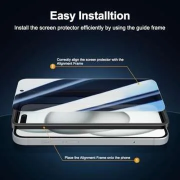 NEW'C 3 Pack Privacy Screen Protector for iPhone 16, iPhone 15 (6.1 inches), Anti-Spy Tempered Glass Film,Case Friendly Ultra Resistant with easy installation tool included