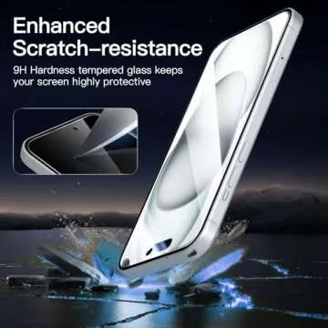 NEW'C 3 Pack Privacy Screen Protector for iPhone 16, iPhone 15 (6.1 inches), Anti-Spy Tempered Glass Film,Case Friendly Ultra Resistant with easy installation tool included