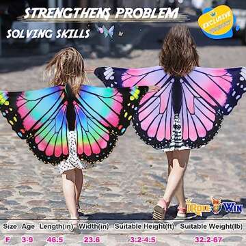iROLEWIN Toddler-Kids Butterfly Wings - Enchanting Dress-Up Costume for Girls