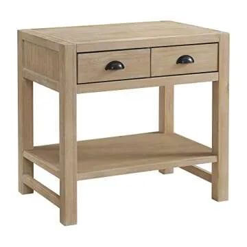 Arden 2-Drawer Wood Nightstand, Light Driftwood Finish Perfect for Modern Rustic, Boho or Traditional Bedroom, Functional and Stable Storage, 28W x 19D x 26 3/8H