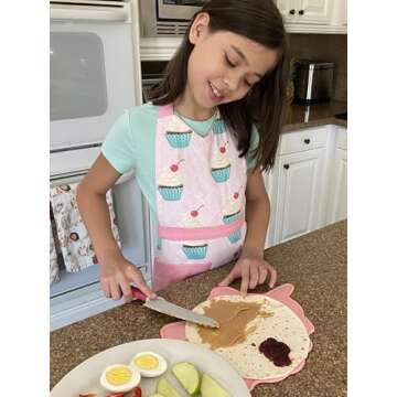 Handstand Kitchen Unicorn Shaped Cutting Board with 6" Serrated Knife for Kid Safe Cooking