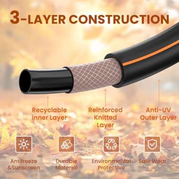 Giraffe Tools Garden Leader Hose 10ft x 5/8", Short Water Hose Heavy Duty, Flexible, Lightweight Hybrid Hose with Swivel Handle, Male to Female Fittings, Burst 600 PSI