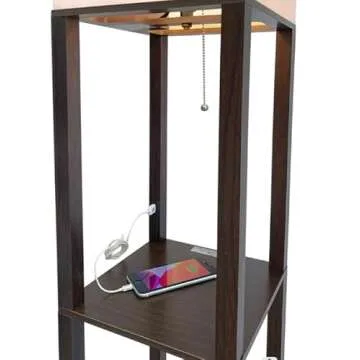 HomeFocus - LED Floor Lamp with Shelves,Floor Lamp with USB Charging Port,Shelf Floor Lamp,Corner Di...