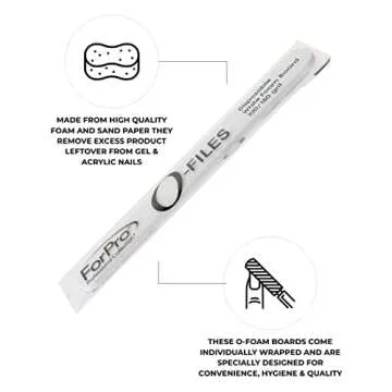 ForPro Professional Collection O-Files Foam Board, Double-Sided Manicure Nail File, 100/180 Grit, Individually-Wrapped, 6" L x .75" W, White, 100-Count