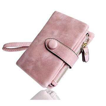 AOXONEL Women's Small Bifold Leather wallet Rfid blocking Ladies Wristlet with Card holder id window...