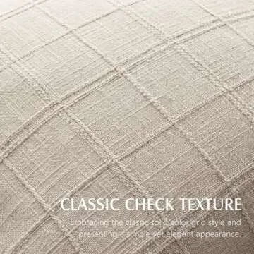Foindtower Set of 2 Decorative Linen Check Throw Pillow Covers Neutral Farmhouse Vintage Cushion Cov...