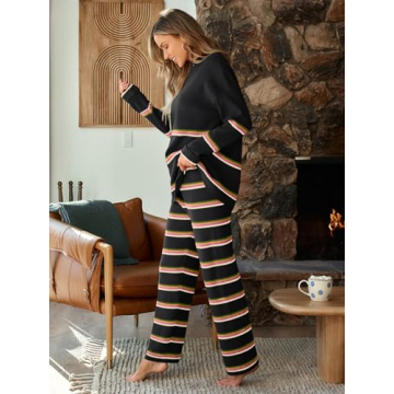 LILLUSORY Women's Fall 2024 Cozy Striped Sweater Sets