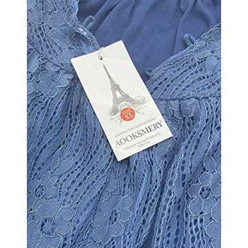 AOOKSMERY Women Summer V-Neck Spaghetti Straps Lace Backless Mini Party Club Beach Dresses (Navy, Small)