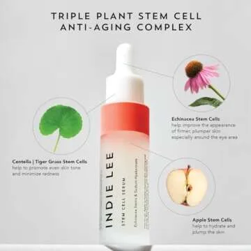 Indie Lee Stem Cell Serum - Anti-Aging Face Serum with Triple Stem Cell Complex & Soothing Botanicals - Helps Minimize Multiple Signs of Aging, Boost Firmness and Provides Instant Hydration (30ml)