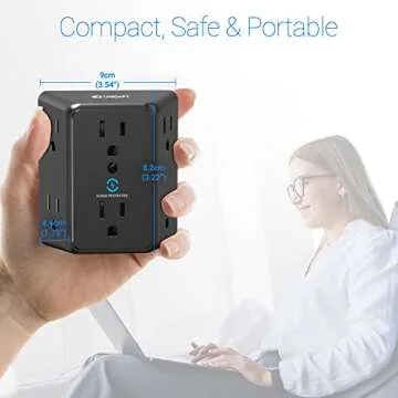 Unidapt 6 Outlet Extender with Surge Protection for Home