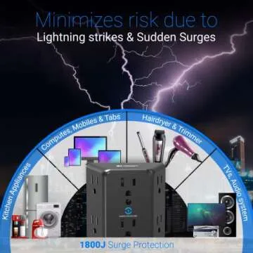 Unidapt 6 Outlet Extender with Surge Protection for Home