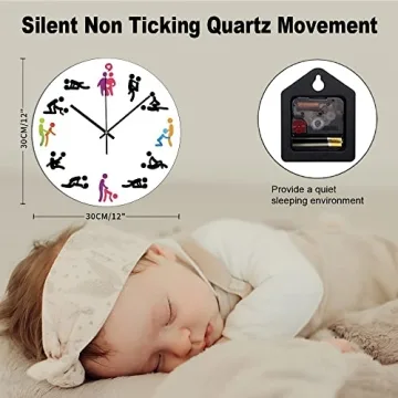 Fprqlyze Modern Wooden Clock Silent Decor Gift 12 inch