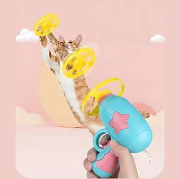 IAXSEE 15 Pieces Cat Fetch Toy with Colorful Flying Propellers Set, Cat Playing Tracking Interactive Toys for Kitten Chasing Training Hunting