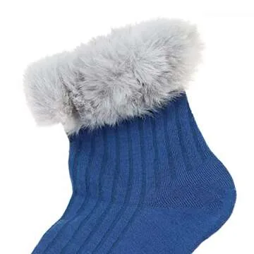 manipepe 5 Pairs Women's Faux Fur Trim Socks Warmers Soft Boot Cuffs Cover Calf Socks (Dark)