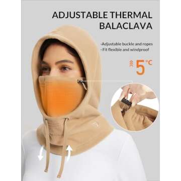 BALEAF Fleece Balaclava for Men and Women - Warm Ski Mask