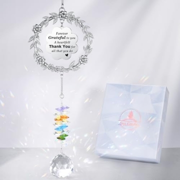 Thank You Gifts for Women, Sun Catcher Gift with Engraved Thank You Message, Hanging Crystal Suncatc...