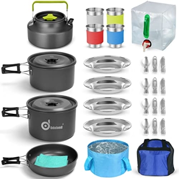 Odoland 29pcs Camping Cookware Mess Kit for Outdoor Cooking