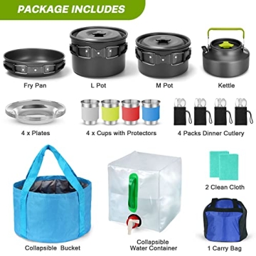 Odoland 29pcs Camping Cookware Mess Kit for Outdoor Cooking