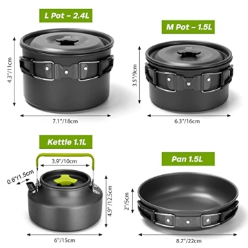 Odoland 29pcs Camping Cookware Mess Kit for Outdoor Cooking