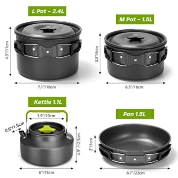 Odoland 29pcs Camping Cookware Mess Kit for Outdoor Cooking