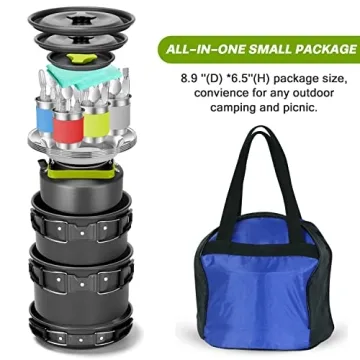 Odoland 29pcs Camping Cookware Mess Kit for Outdoor Cooking