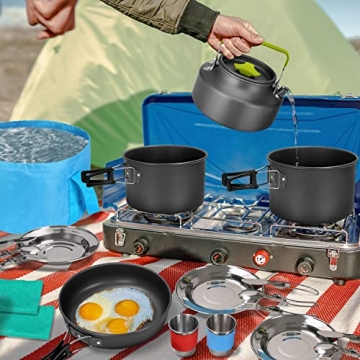 Odoland 29pcs Camping Cookware Mess Kit for Outdoor Cooking