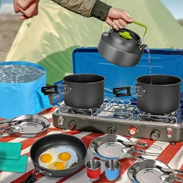 Odoland 29pcs Camping Cookware Mess Kit for Outdoor Cooking