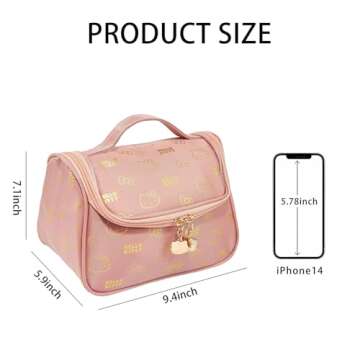 JAMNSY Makeup Bags for Women | Zipper Luxury Printed Cosmetic Bag with Handle | Cute Travel Toiletry...