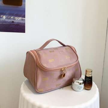 JAMNSY Makeup Bags for Women | Zipper Luxury Printed Cosmetic Bag with Handle | Cute Travel Toiletry Bag Organizer - Lovely Gifts for Her