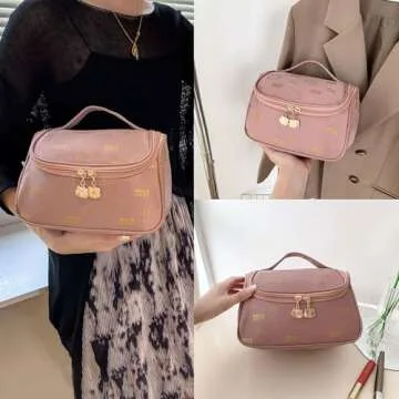 JAMNSY Makeup Bags for Women | Zipper Luxury Printed Cosmetic Bag with Handle | Cute Travel Toiletry Bag Organizer - Lovely Gifts for Her