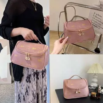 JAMNSY Makeup Bags for Women | Zipper Luxury Printed Cosmetic Bag with Handle | Cute Travel Toiletry Bag Organizer - Lovely Gifts for Her