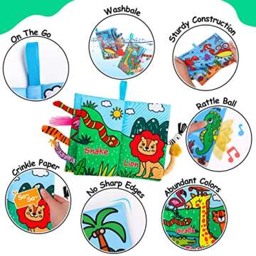 2PCS Baby Books 0-6 Months Multifunctional Crinkle Sensory Toys