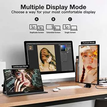 QQH Portable Monitor, 15.6" FHD 1080P IPS Travel Monitor for Laptop, Extra Laptop Screen Extender, USB C HDMI Portable Screen, External Monitor Display for Computer Phone PS5/4 Xbox (Z12 Black)