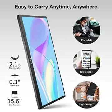 QQH Portable Monitor, 15.6" FHD 1080P IPS Travel Monitor for Laptop, Extra Laptop Screen Extender, USB C HDMI Portable Screen, External Monitor Display for Computer Phone PS5/4 Xbox (Z12 Black)
