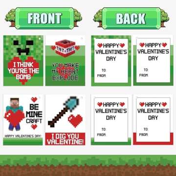 Mythcloud Valentines Day Gifts for Kids - 24 Video Game Valentines Cards for Kids with Keychains Bulk - Valentine Exchange for Gamer Boys and Girls School Class Classroom Party Favor