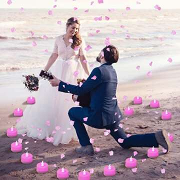 LANKER 24 Pack LED Tea Lights Candles, Steady Pink Flameless Tealights, Long Lasting Battery Operated Fake Candles, Decoration for Wedding, Halloween and Christmas (Pink - 24pcs)