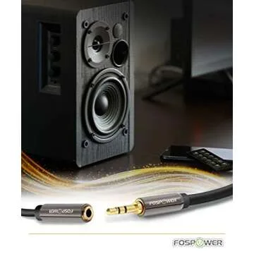 FosPower 3.5mm Male to 3.5mm Female Stereo Audio Extension Cable Adapter [24K Gold Plated Connectors] for Apple, Samsung, Motorola, HTC, Nokia, LG, Sony & More - 25ft