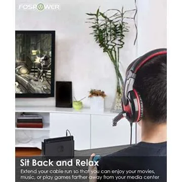 FosPower 3.5mm Male to 3.5mm Female Stereo Audio Extension Cable Adapter [24K Gold Plated Connectors] for Apple, Samsung, Motorola, HTC, Nokia, LG, Sony & More - 25ft