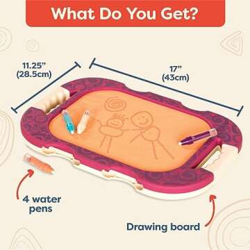 B. toys- Water Doodler- Creative Portable Drawing Board – Kids Water Painting Writing Doodle Board Toy – Perfect Travel Toys for Toddlers