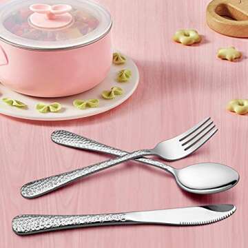 LIANYU 12-Piece Kids Utensils Set - Stainless Steel Toddler Silverware for Safe Eating