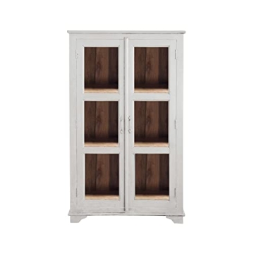 Reclaimed Wood Cabinet with Glass Doors - Elegant Storage Solution