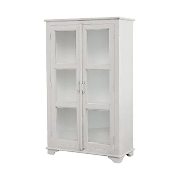 Reclaimed Wood Cabinet with Glass Doors - Elegant Storage Solution