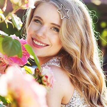 PAGOW 6PCS Star Hair Clips Hollow Metal Snap Barrettes Silver Gold Geometric Valentine Hair Pins Pro...