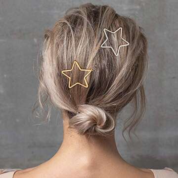 PAGOW 6PCS Star Hair Clips Hollow Metal Snap Barrettes Silver Gold Geometric Valentine Hair Pins Prom Enagement Wedding Styling y2k Accessories for Women Girls