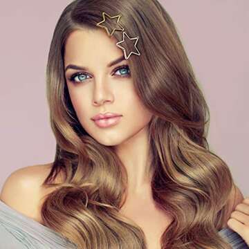 PAGOW 6PCS Star Hair Clips Hollow Metal Snap Barrettes Silver Gold Geometric Valentine Hair Pins Prom Enagement Wedding Styling y2k Accessories for Women Girls