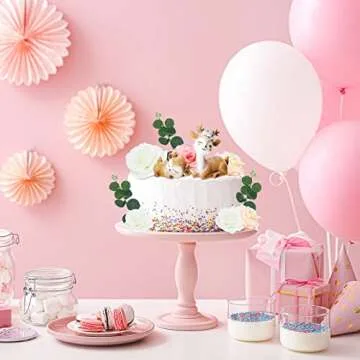 12-piece Deer Cake Topper Set - Woodland Themed Wooden Deer Figurines for Baby Showers, 'oh Deer' Cake Toppers, Boho Baby Girl Shower Decorations(Elegant Style)