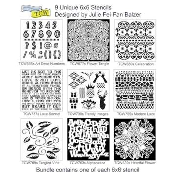 The Crafters Workshop Stencils Designed by Julie Fei-Fan Balzer, Reusable for Crafts, Art, Cards, Pa...
