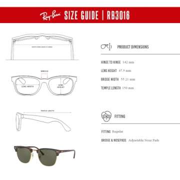 Ray-Ban RB3016 Clubmaster Polarized Square Sunglasses